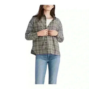 Madewell NWT Gray Plaid Westlake Button Up Long Sleeve Shirt Womens’ M